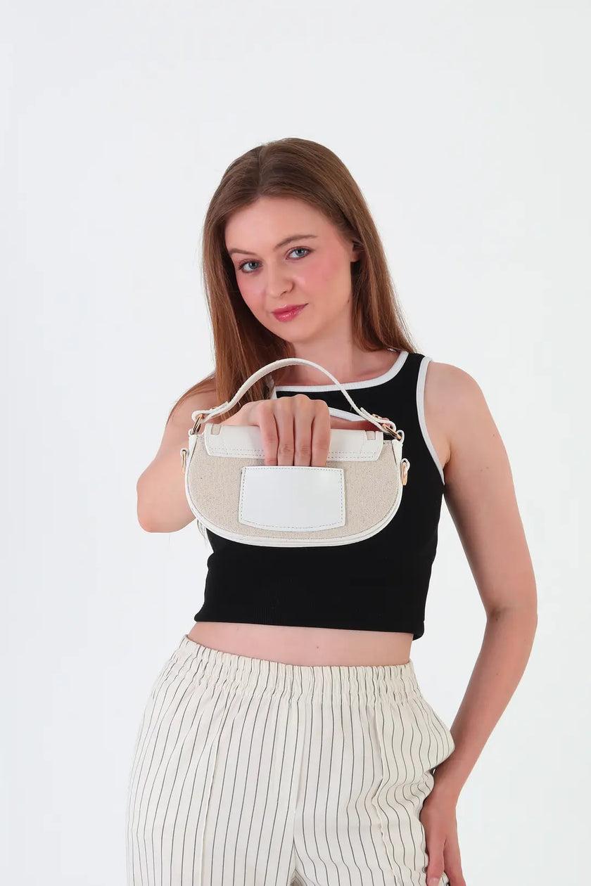 Daisy Kapaklı Çapraz Çanta Beyaz
