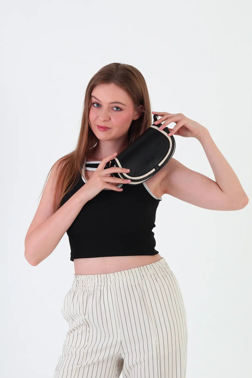 Daisy Kapaklı Çapraz Çanta Siyah