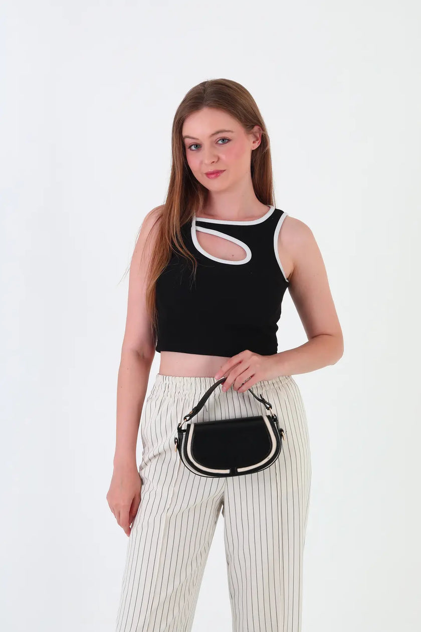 Daisy Kapaklı Çapraz Çanta Siyah