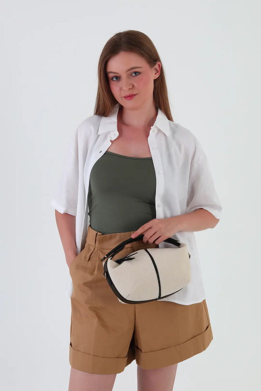 Flowers Kanvas El Çantası Siyah