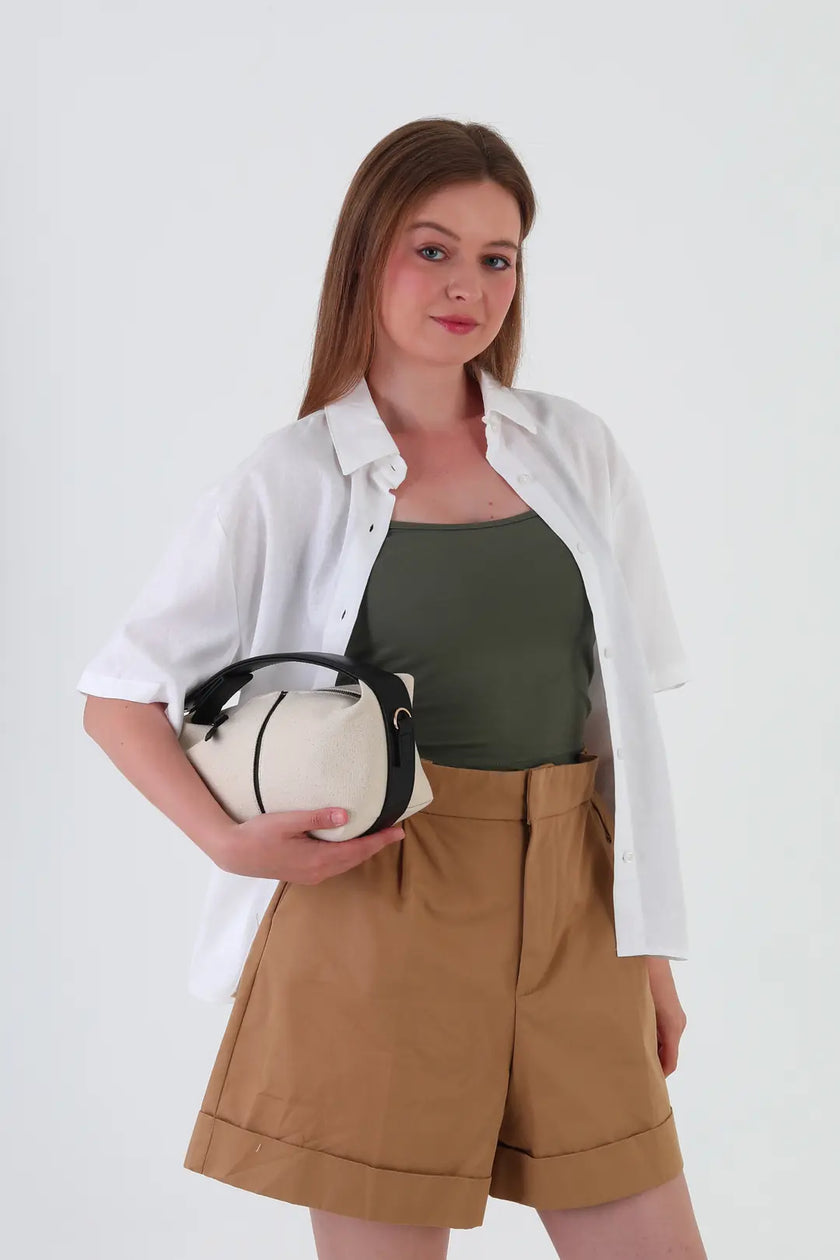 Flowers Kanvas El Çantası Siyah