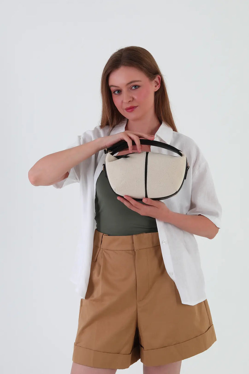 Flowers Kanvas El Çantası Siyah