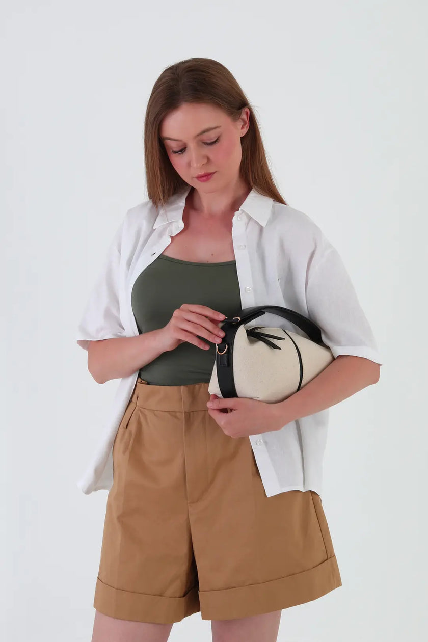 Flowers Kanvas El Çantası Siyah