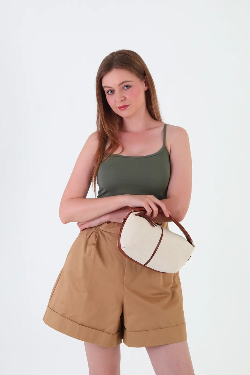 Flowers Kanvas El Çantası Taba