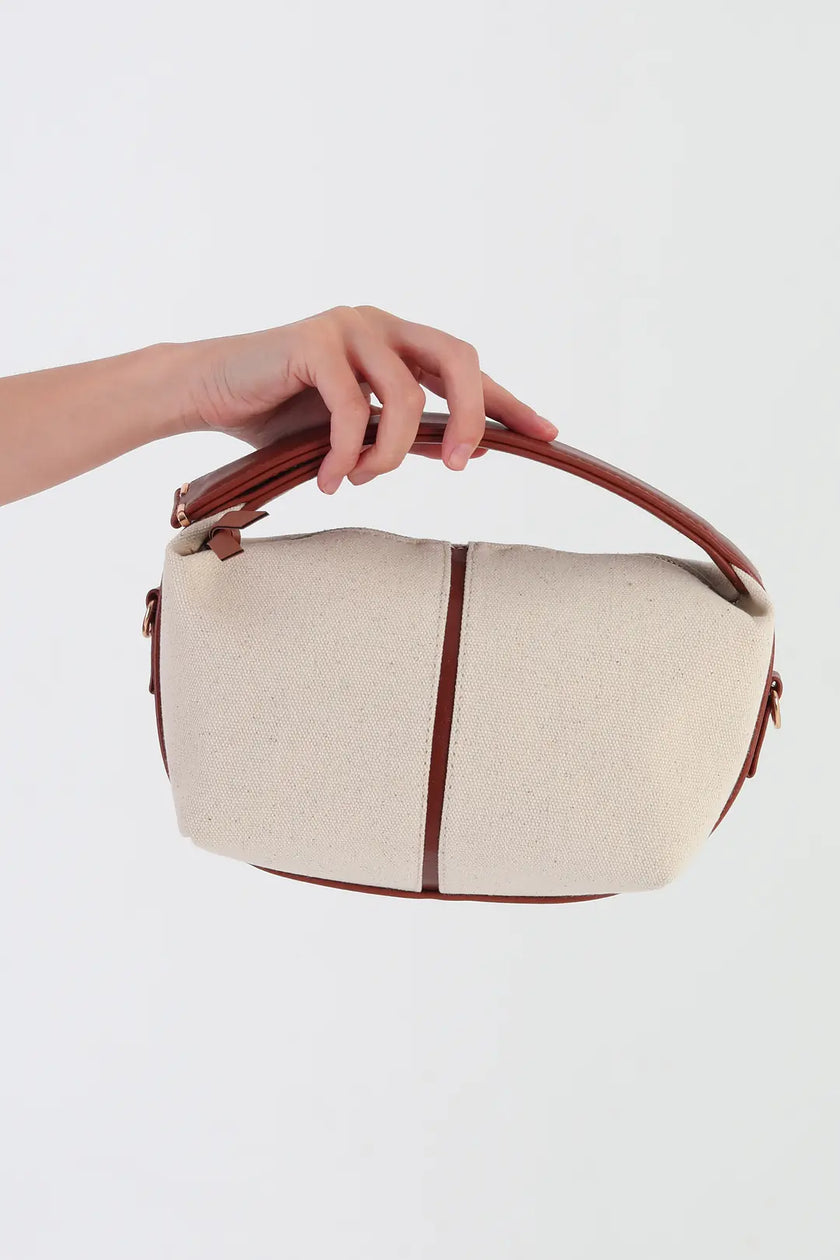 Flowers Kanvas El Çantası Taba