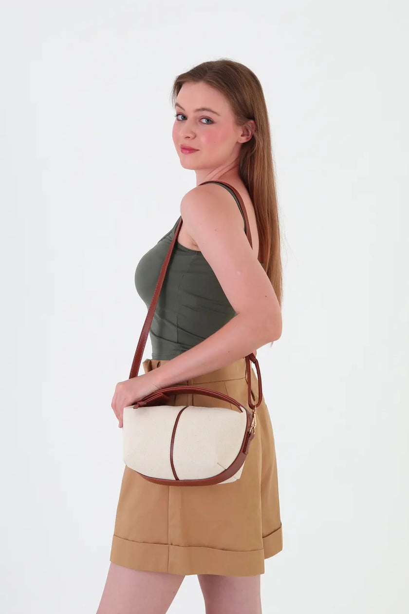 Flowers Kanvas El Çantası Taba