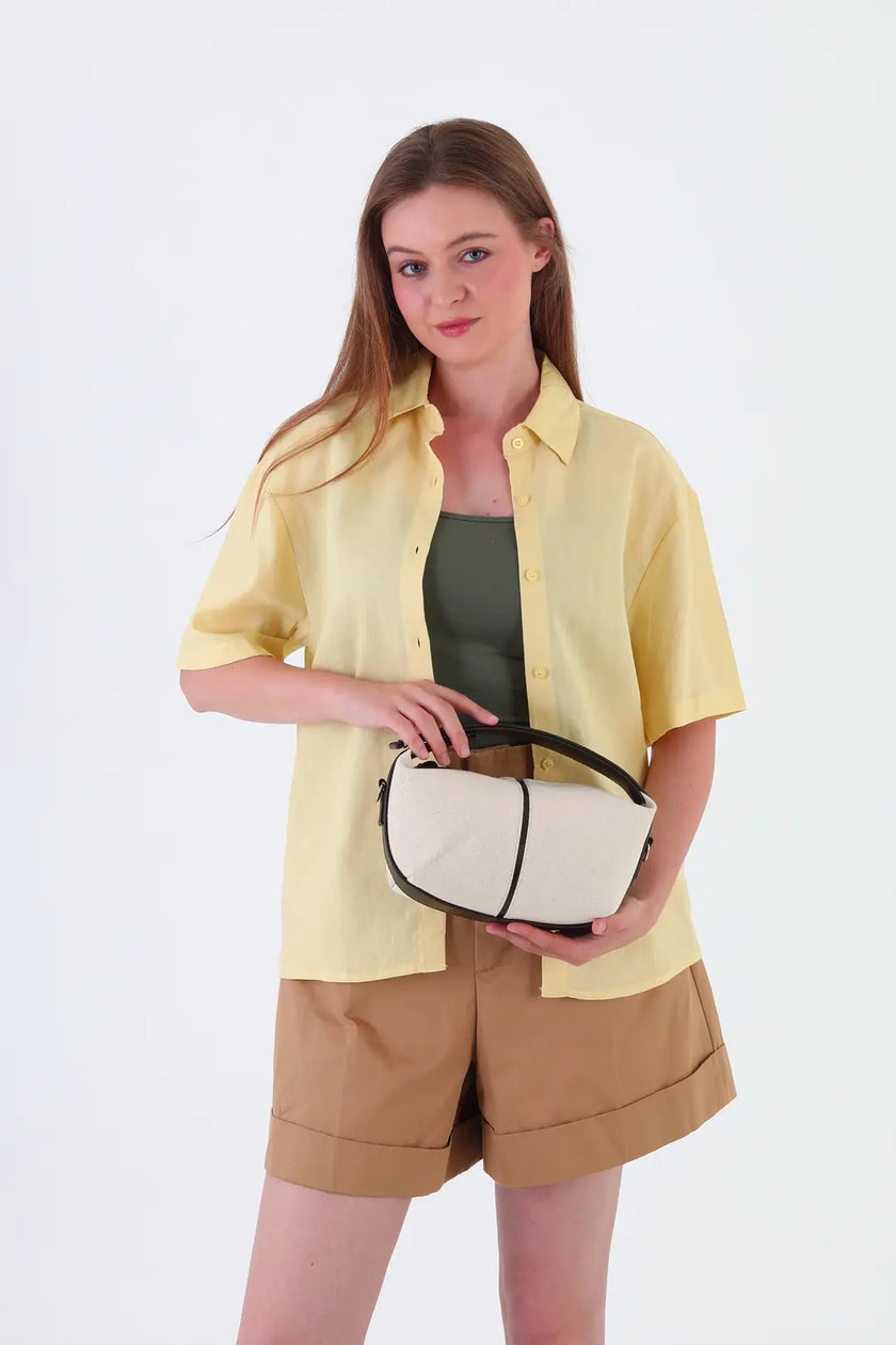 Flowers Kanvas El Çantası Kahve