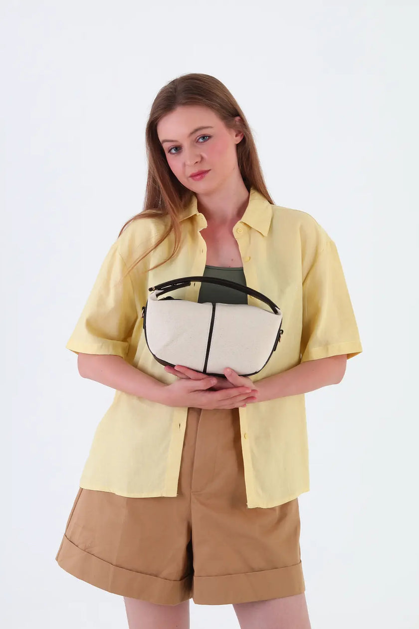 Flowers Kanvas El Çantası Kahve