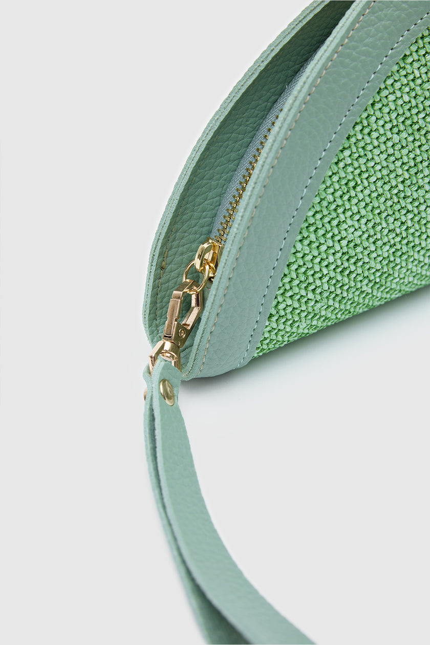 Venice Hasır Clutch Çanta Yeşil