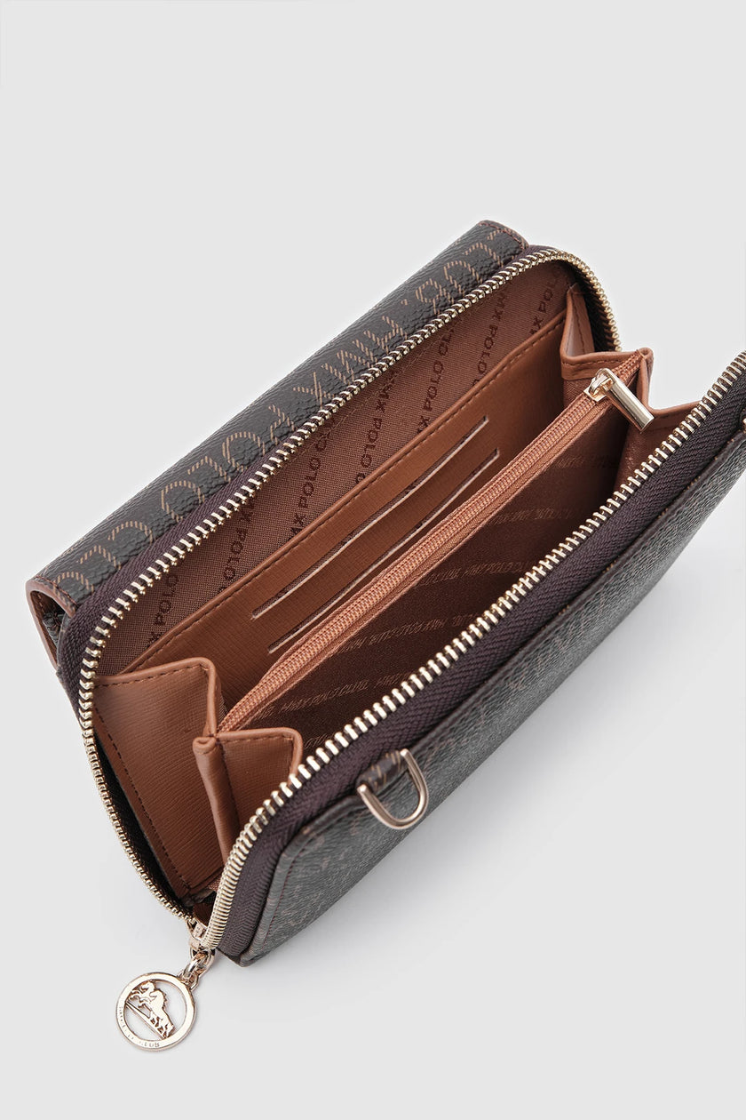 Suni Deri Zincirli Cüzdan - Kahverengi