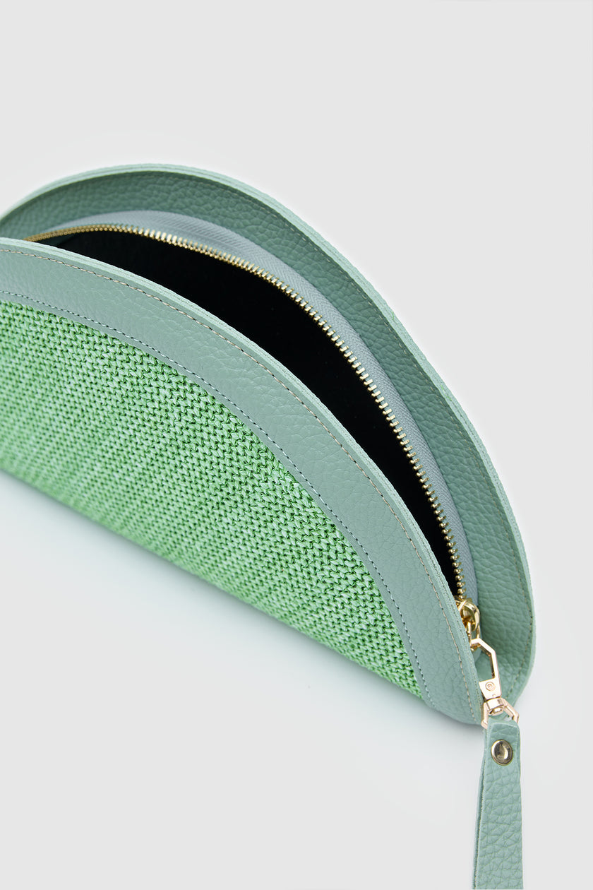 Venice Hasır Clutch Çanta Yeşil