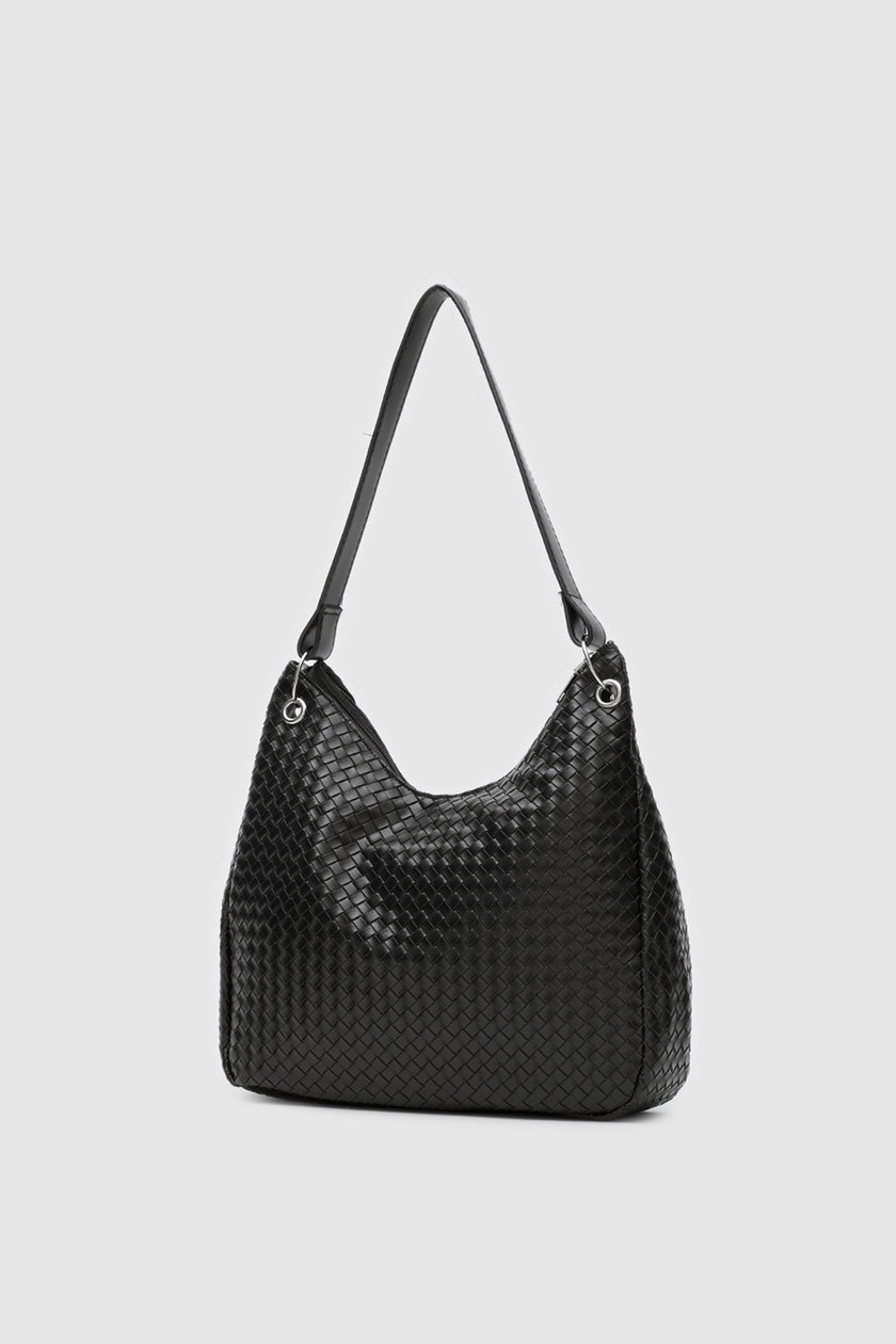 Nervo Örgülü Omuz Çantası Siyah