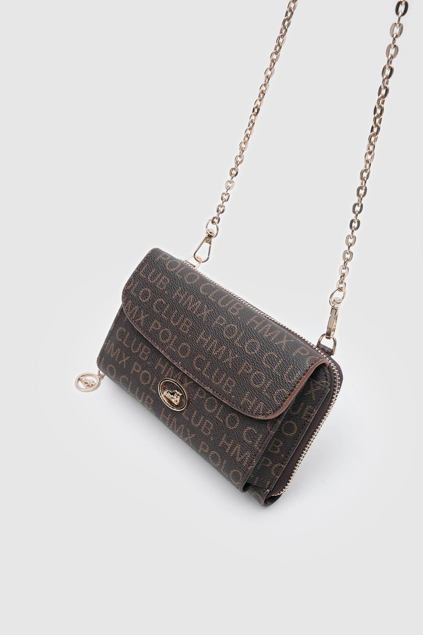 Suni Deri Zincirli Cüzdan - Kahverengi