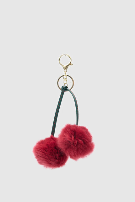 Peluş Kiraz Çanta Charmı ve Anahtarlık Kırmızı