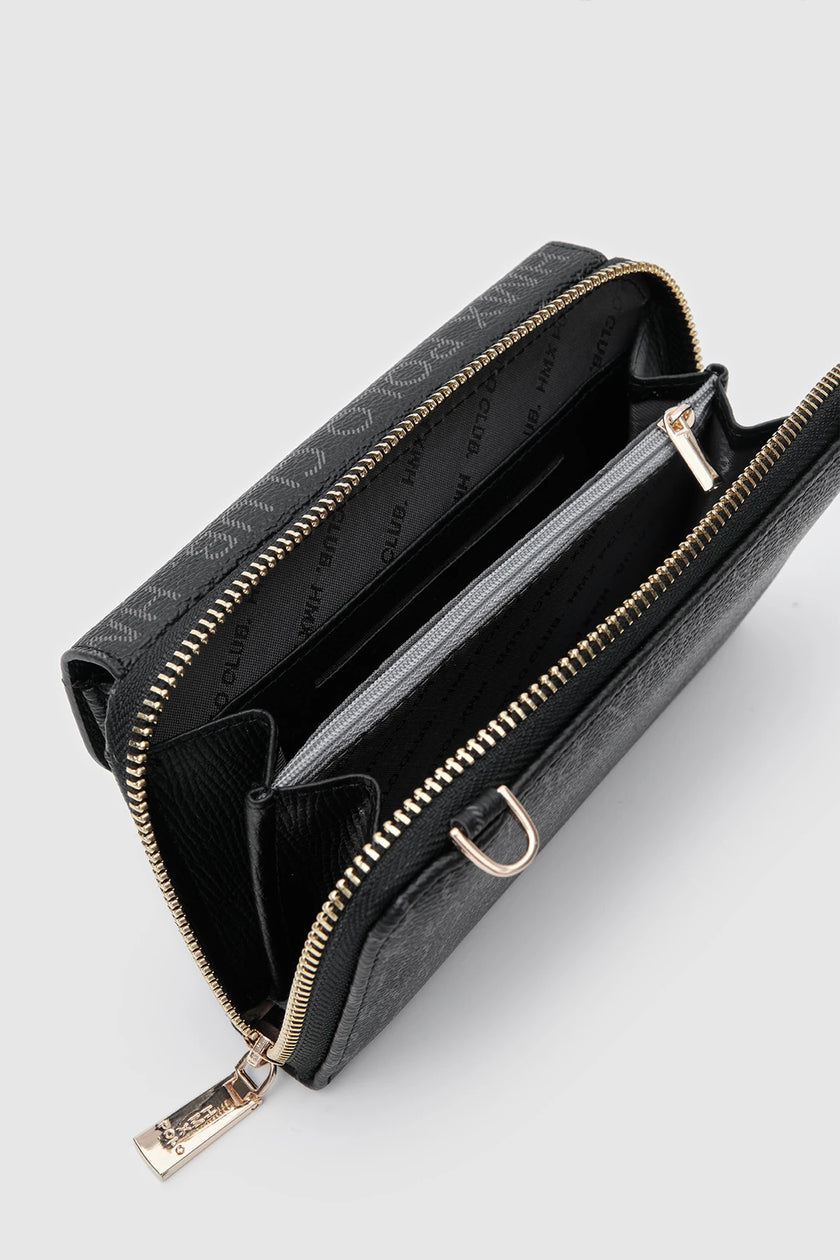 Suni Deri Zincirli Cüzdan - Siyah