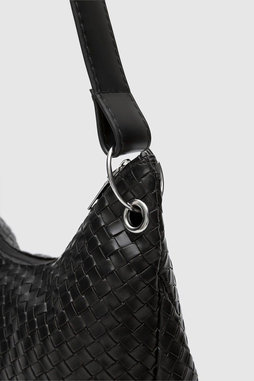 Nervo Örgülü Omuz Çantası Siyah