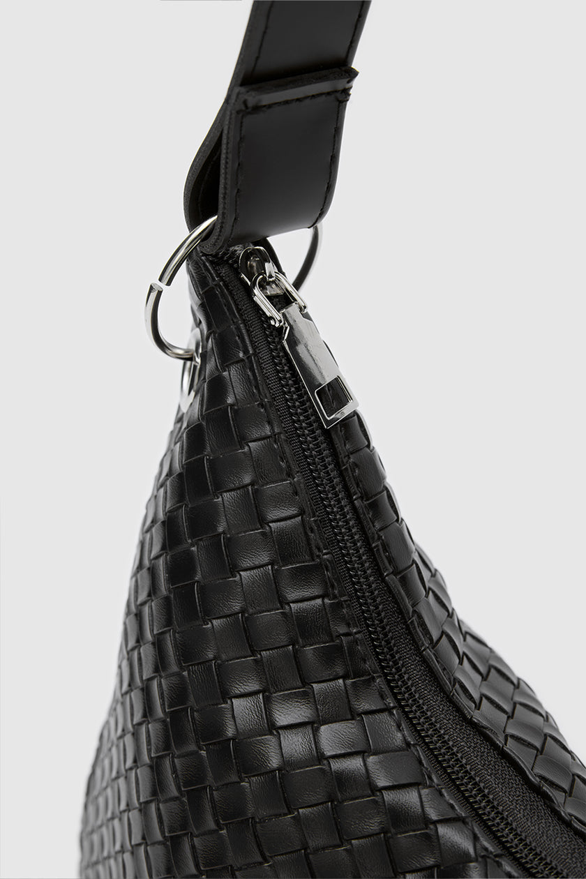 Nervo Örgülü Omuz Çantası Siyah