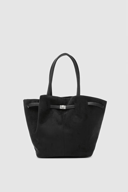Lusha Tote - Süet Omuz Çantası - Siyah
