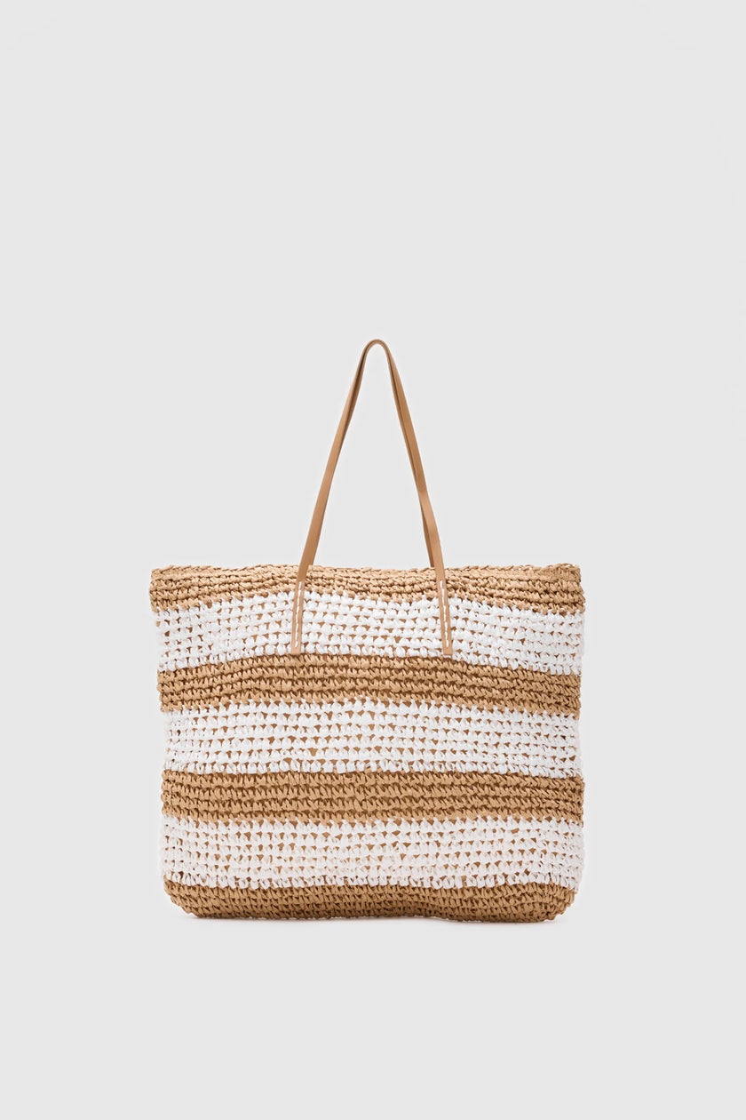 Libra Hasır El ve Omuz Çantası Vizon