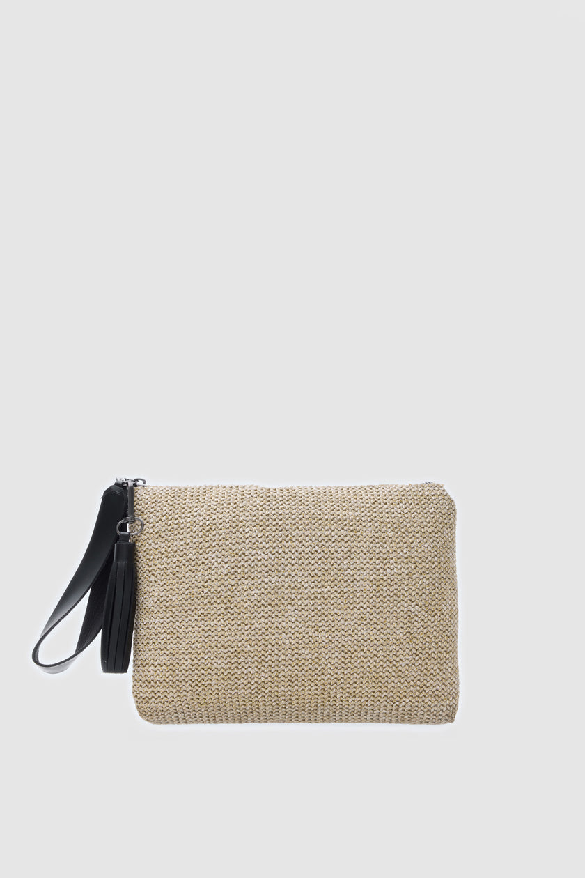 Coconut Hasır Clutch El Çantası - Siyah
