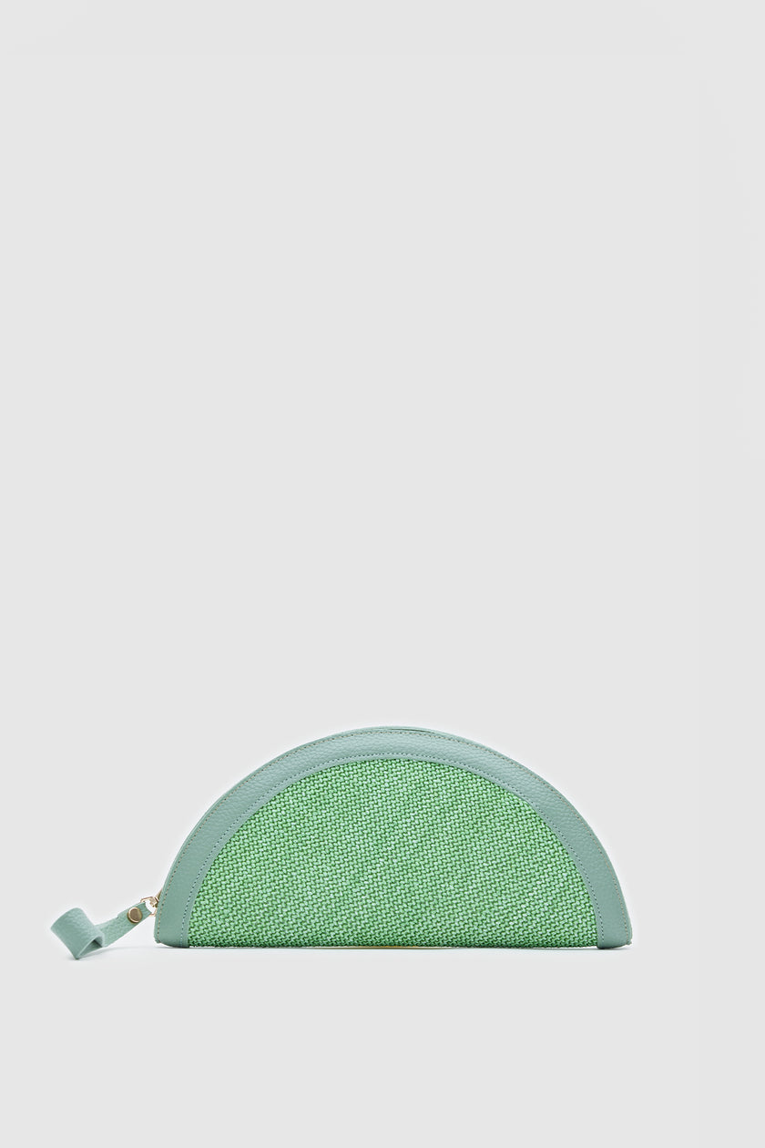 Venice Hasır Clutch Çanta Yeşil