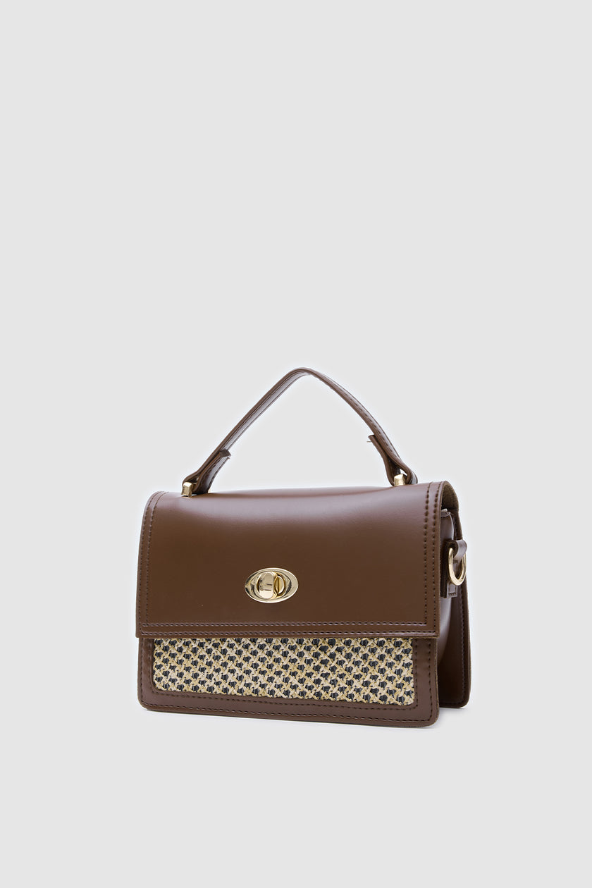 Misti Hasır Detaylı Çapraz Çanta Taba