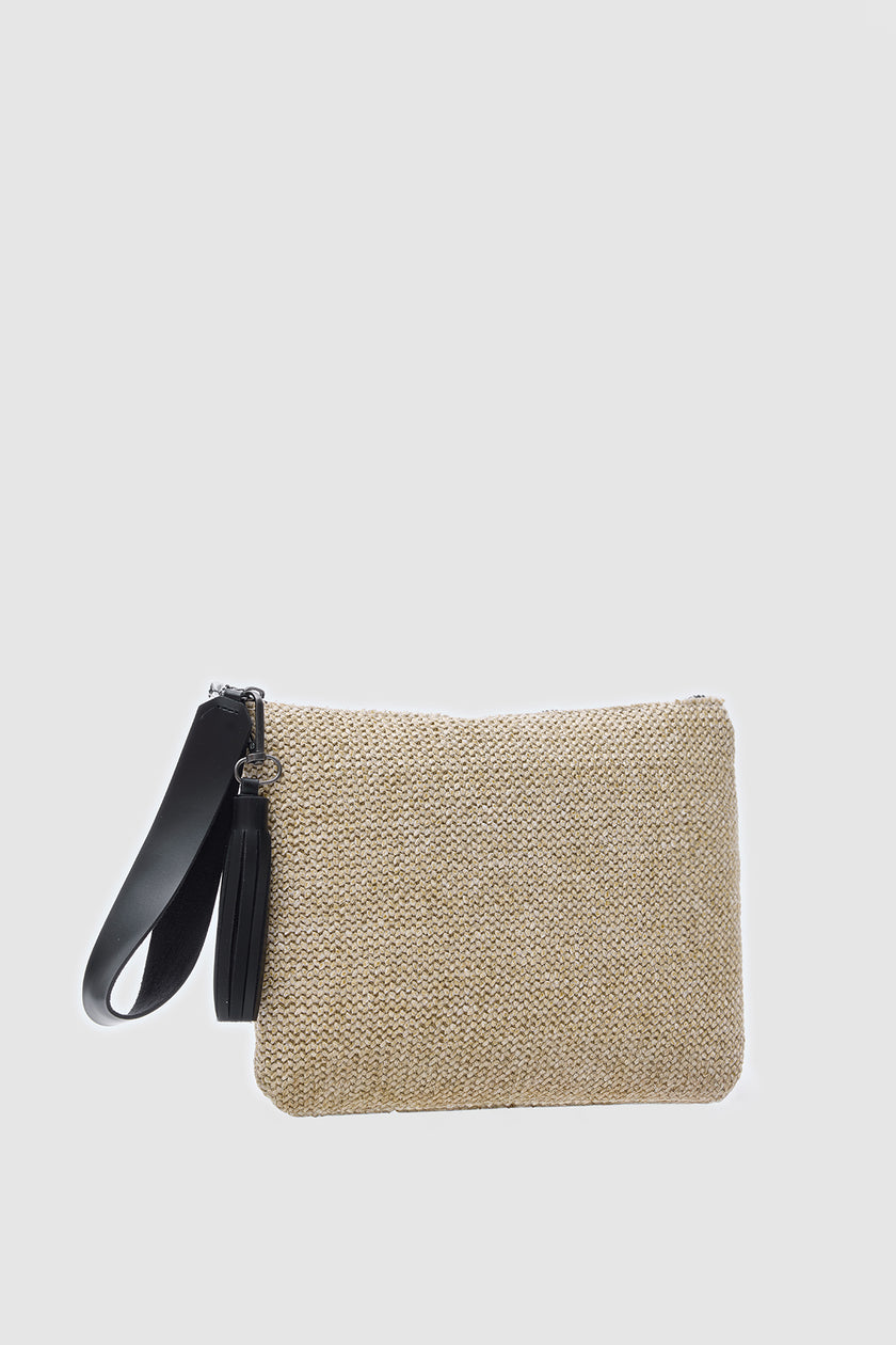 Coconut Hasır Clutch El Çantası - Siyah