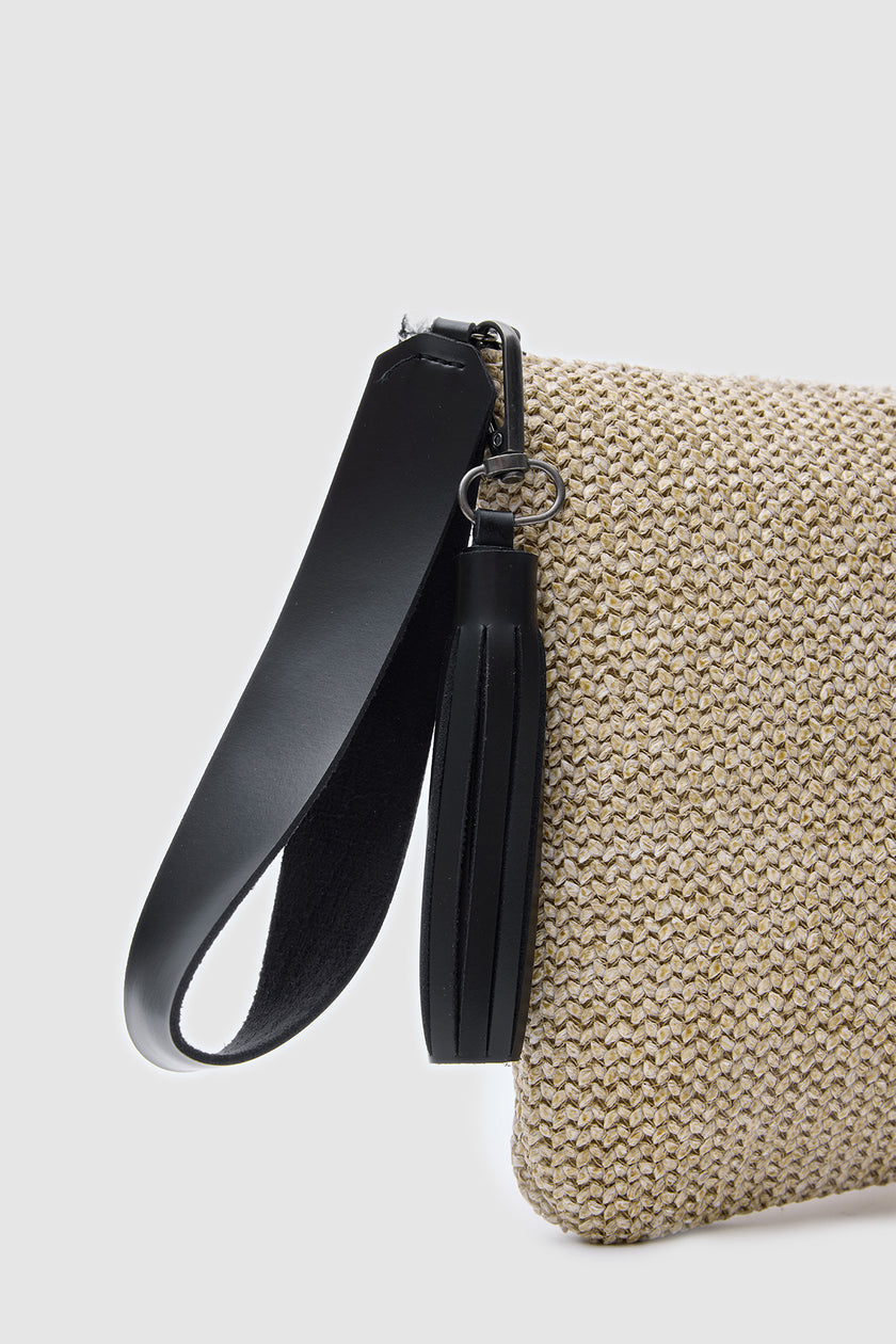 Coconut Hasır Clutch El Çantası - Siyah