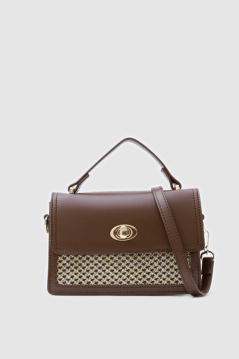 Misti Hasır Detaylı Çapraz Çanta Taba