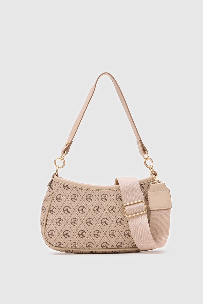 Panna Monogrom Baget Çanta Vizon