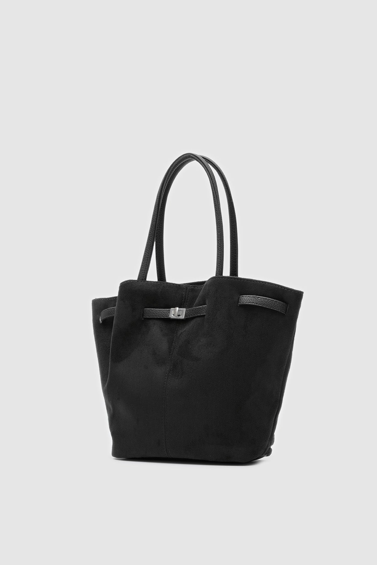 Lusha Tote - Süet Omuz Çantası - Siyah