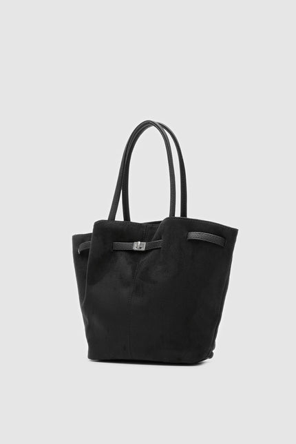 Lusha Tote - Süet Omuz Çantası - Siyah