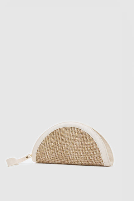 Venice Hasır Clutch Çanta Krem