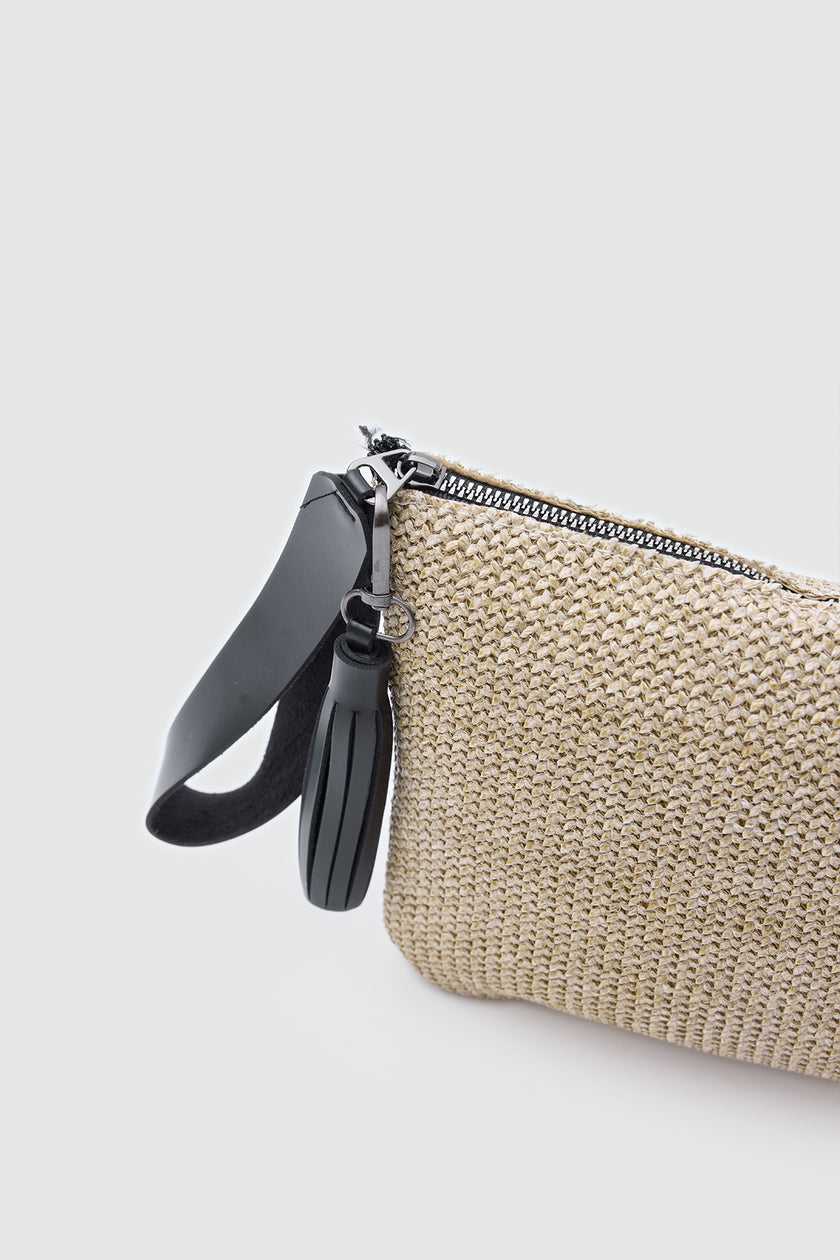 Coconut Hasır Clutch El Çantası - Siyah
