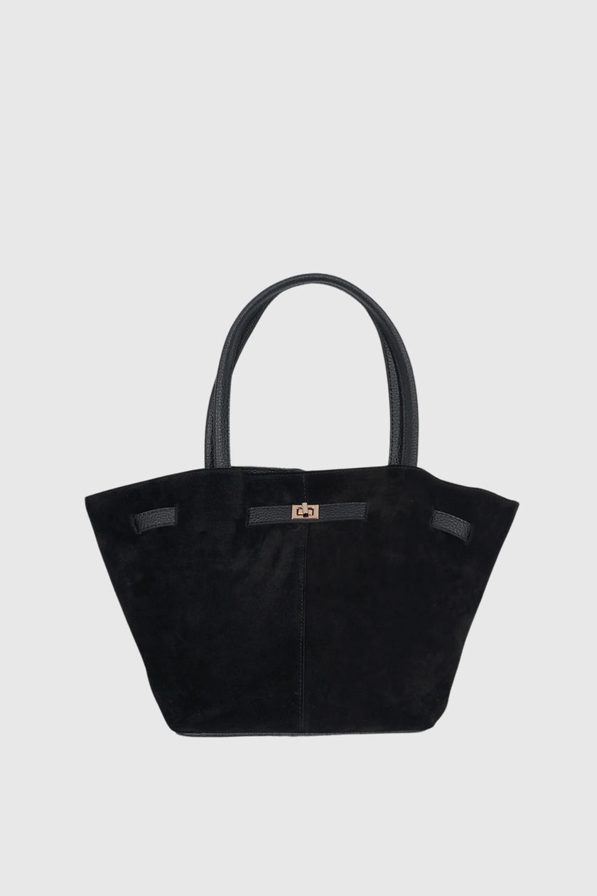 Marcela - Deri Süet El ve Omuz Çantası Siyah