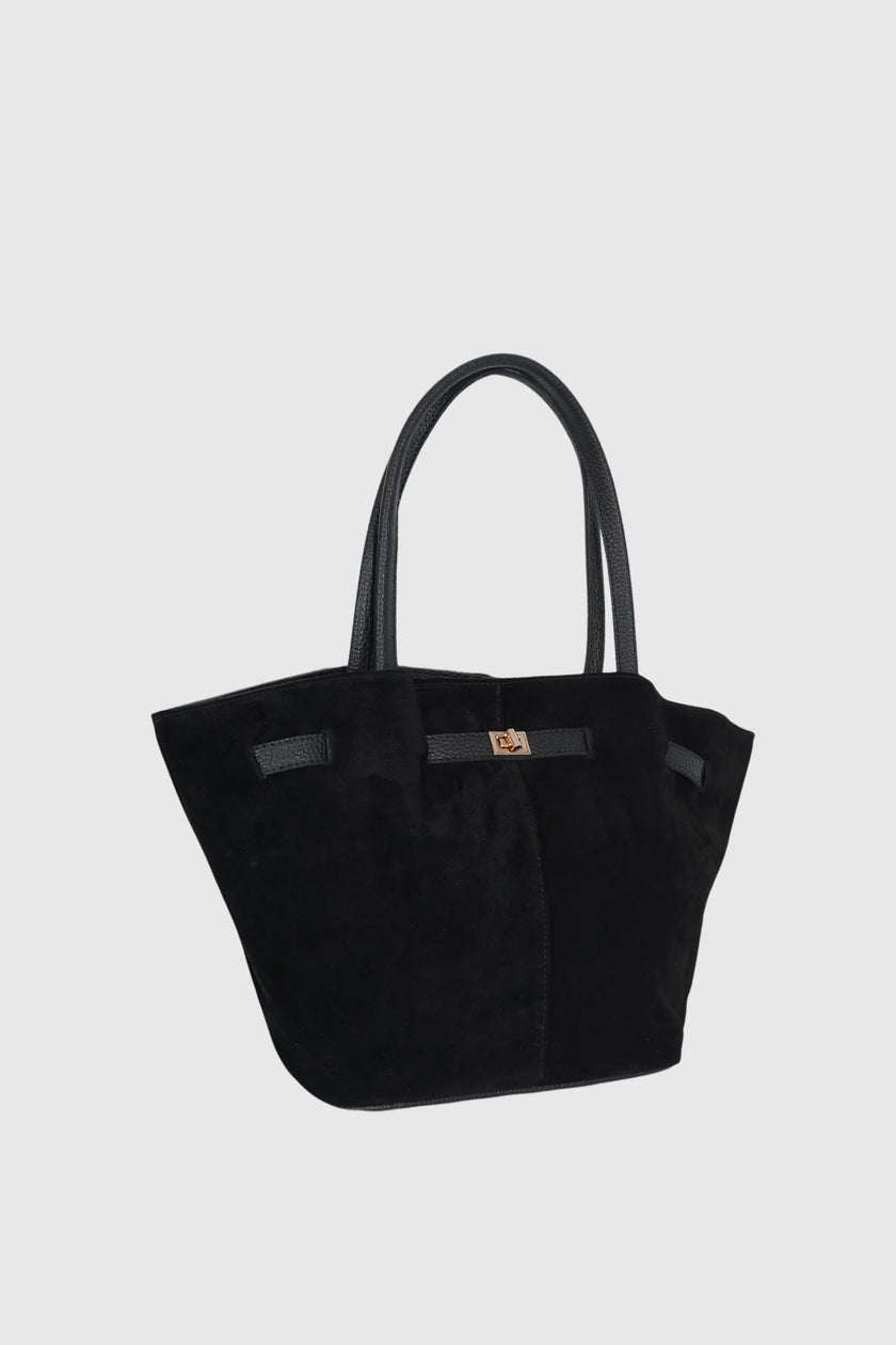 Marcela - Deri Süet El ve Omuz Çantası Siyah