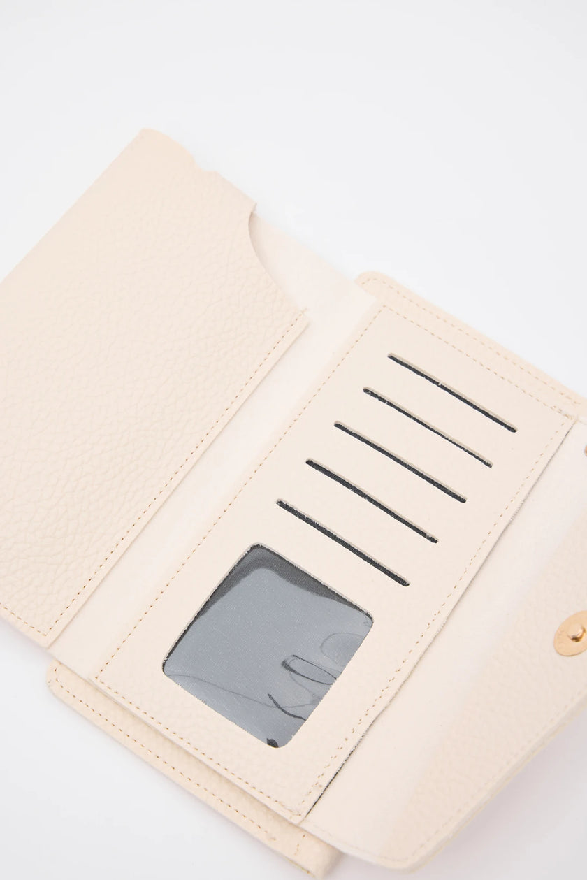 Peggy Suni Deri Cüzdan Krem