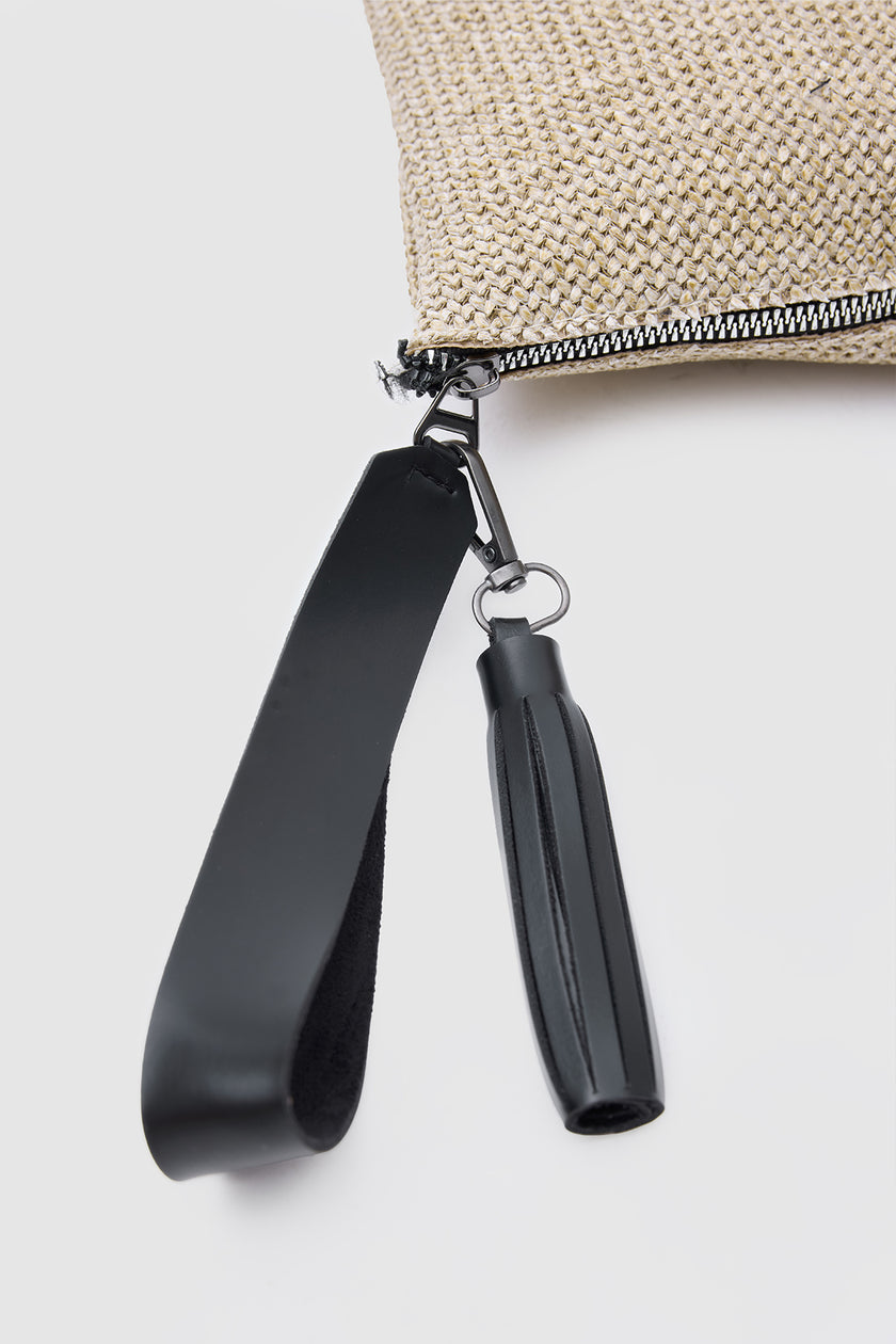 Coconut Hasır Clutch El Çantası - Siyah