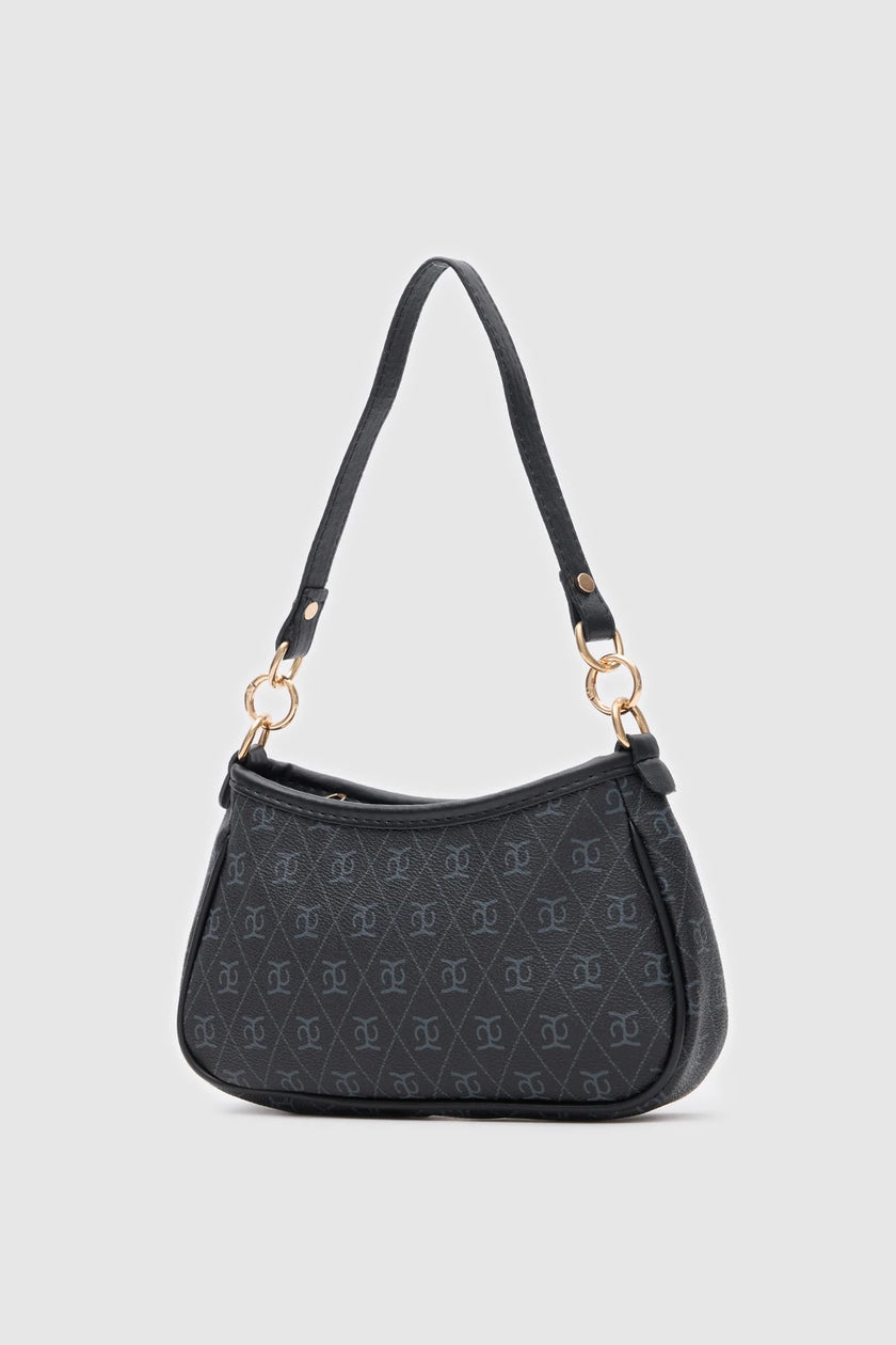 Panna Monogrom Baget Çanta Siyah