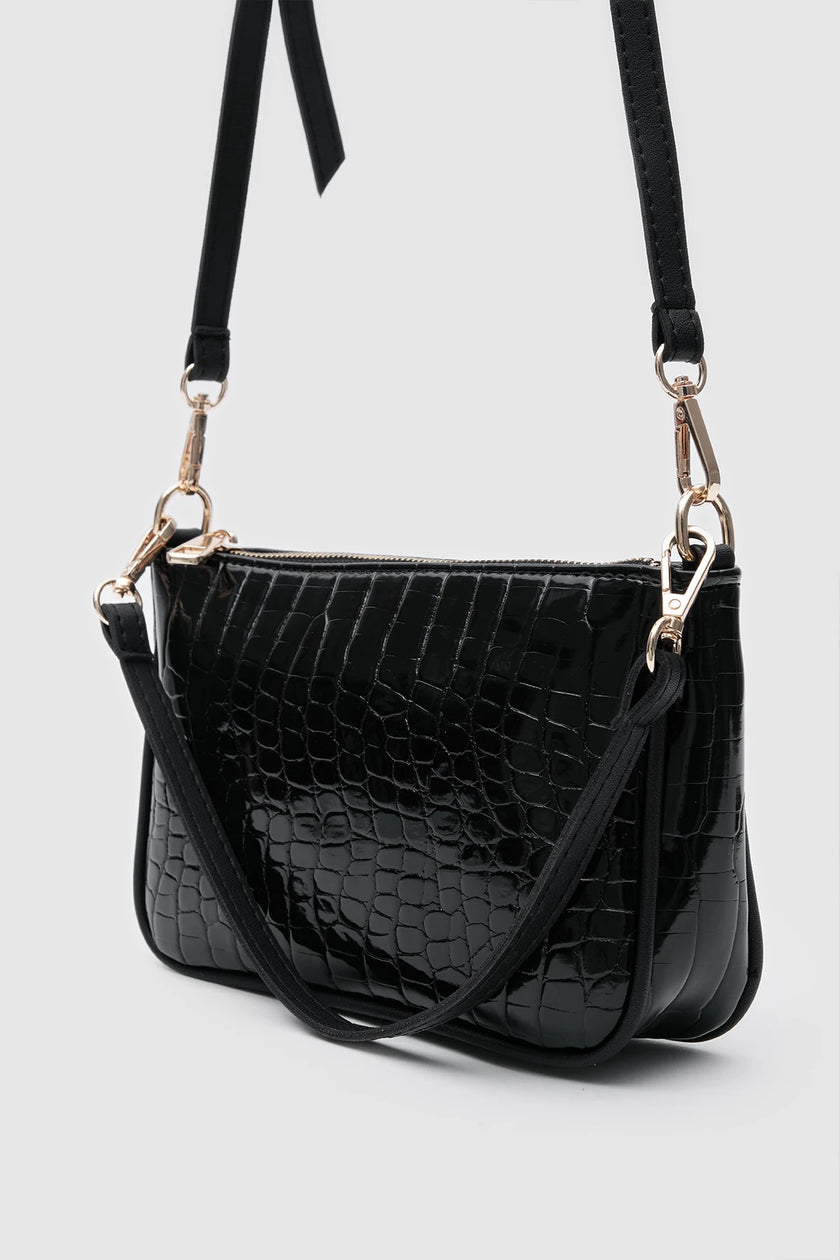 Java Deri El ve Omuz Çantası Siyah