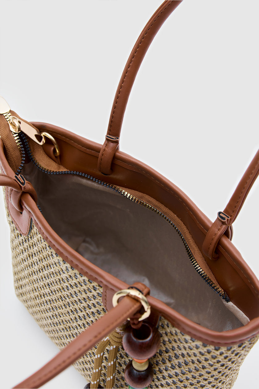 Orchid Hasır El ve Omuz Çantası Taba