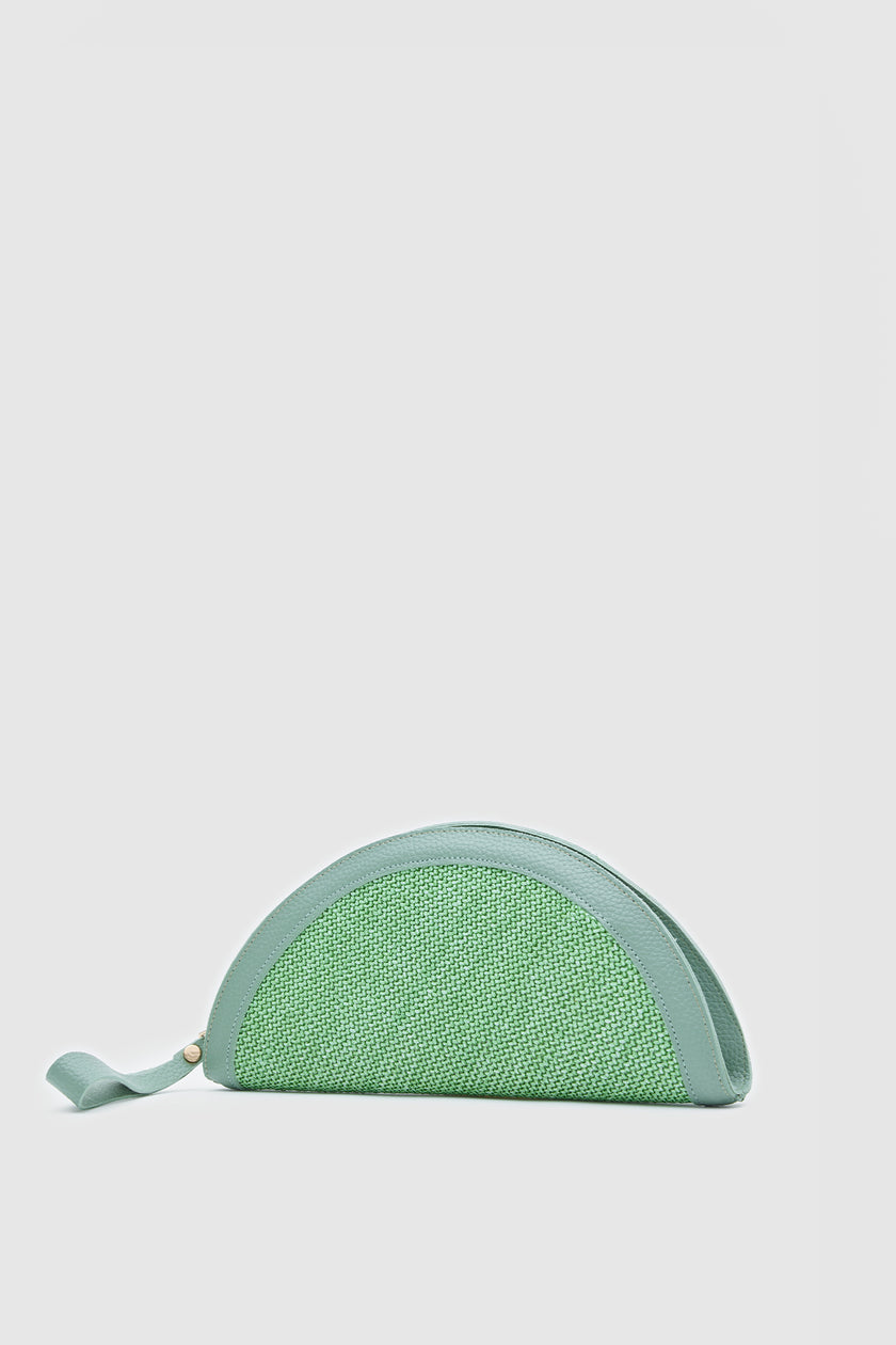 Venice Hasır Clutch Çanta Yeşil
