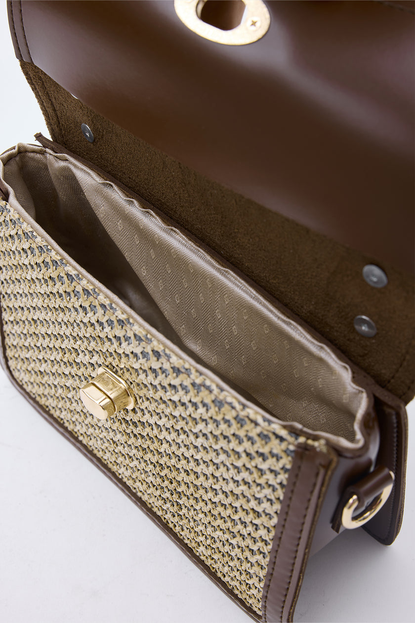 Misti Hasır Detaylı Çapraz Çanta Taba