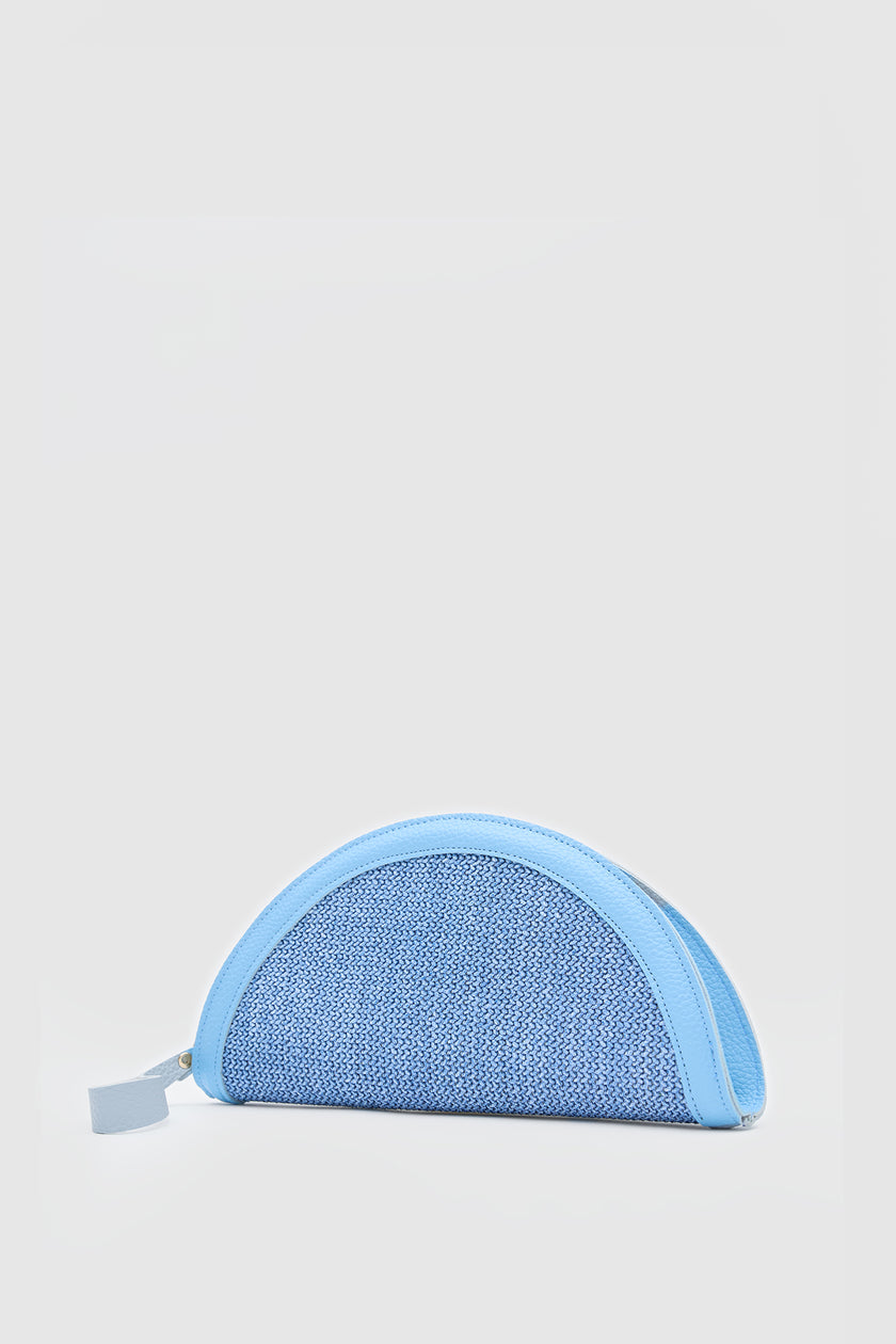 Venice Hasır Clutch Çanta Mavi