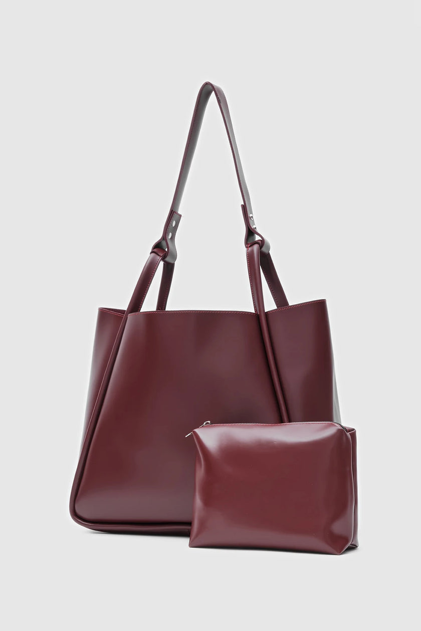 Estiva Suni Deri El ve Omuz Çantası Bordo