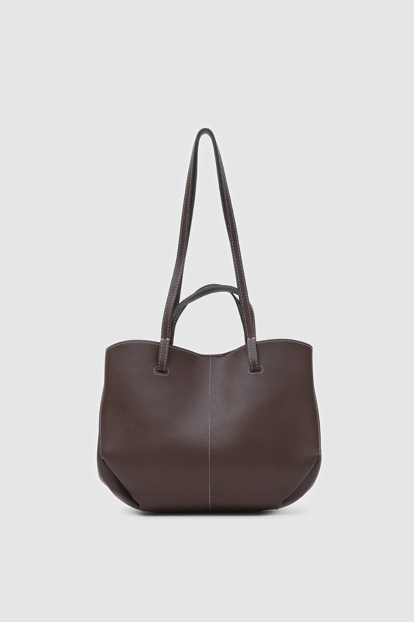 Mira El ve Omuz Askılı Deri Çanta - Kahverengi