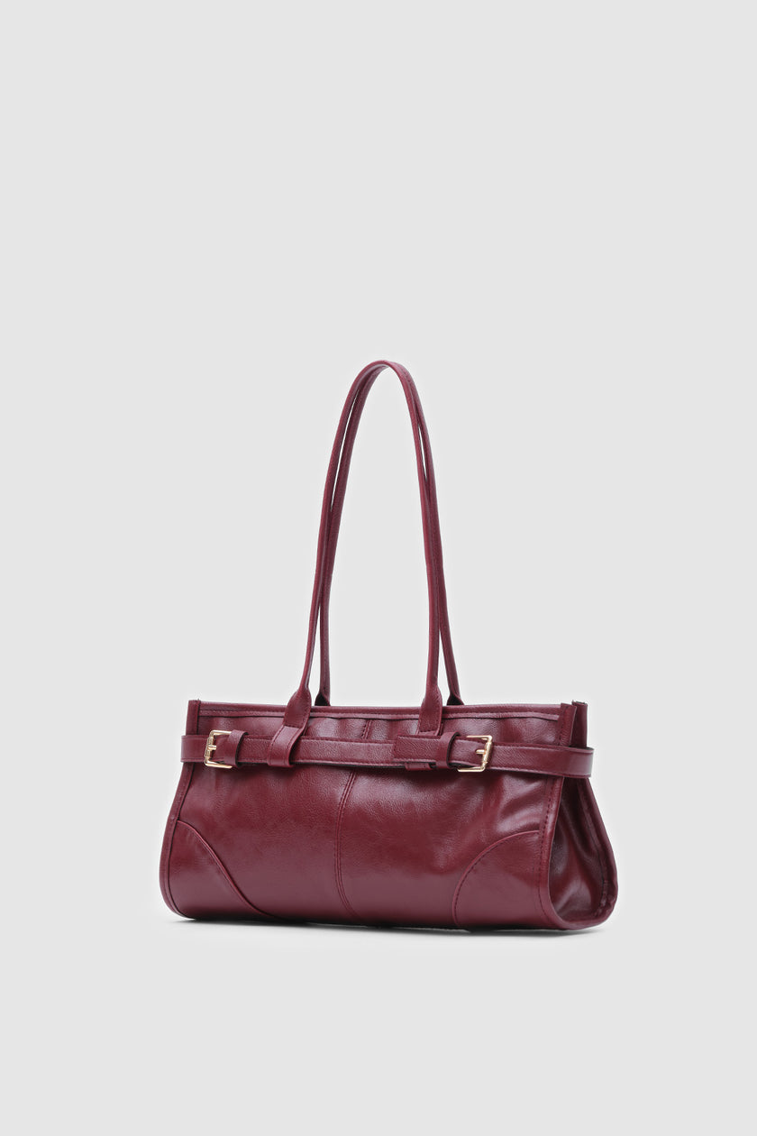 Renna Suni Deri Baget Çanta Bordo