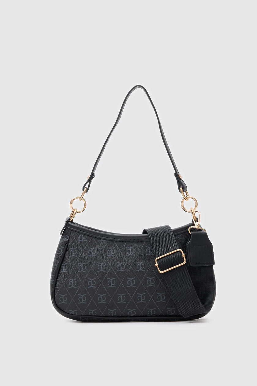 Panna Monogrom Baget Çanta Siyah