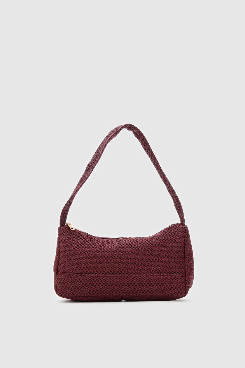 Linea Hasır Görünümlü Baget Çanta Bordo