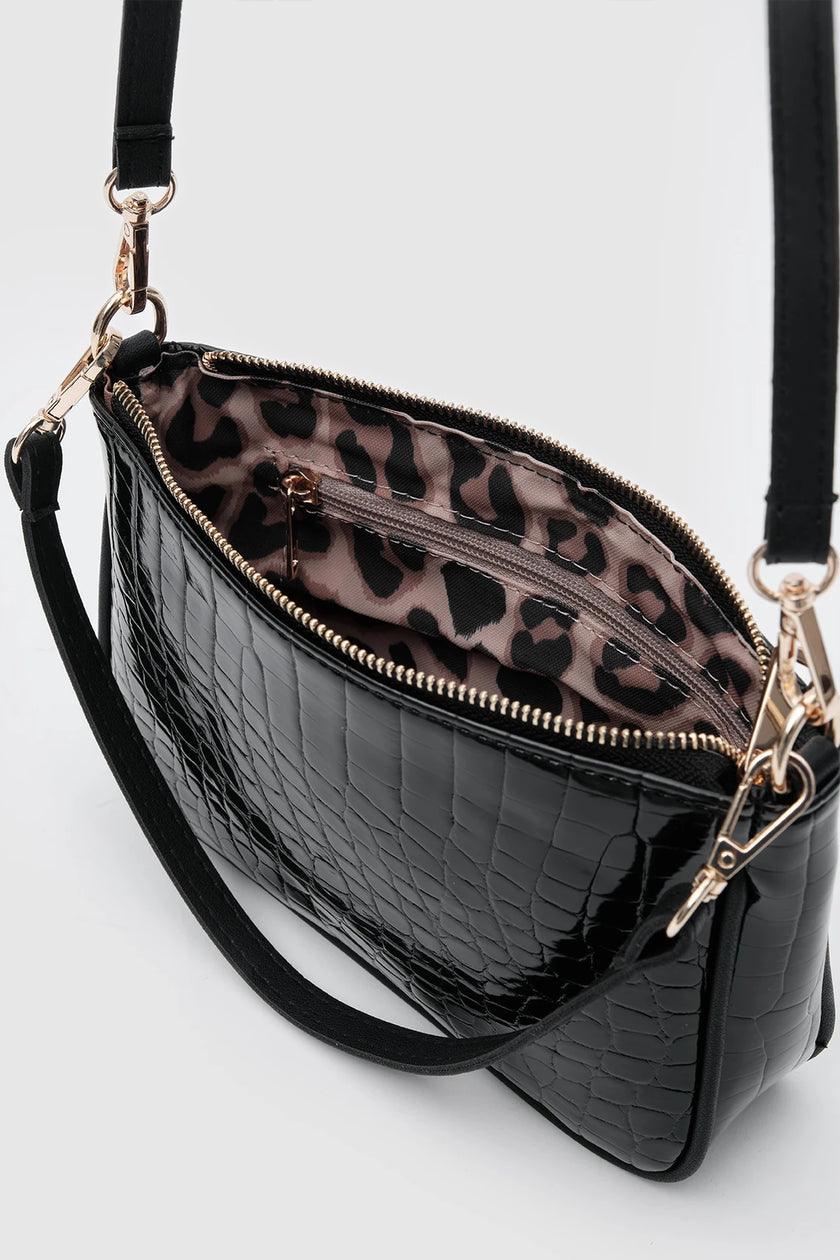 Java Deri El ve Omuz Çantası Siyah